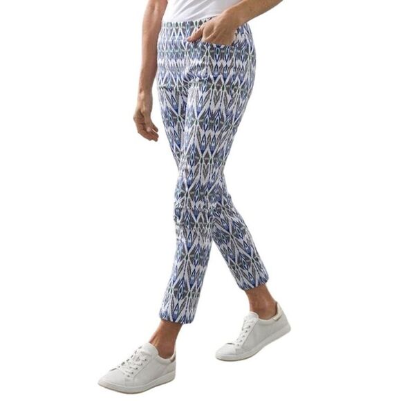 Chico's Pants - CHICO'S Women's 40th Anniversary Brigitte Ikat Cropped Pants White Size 8